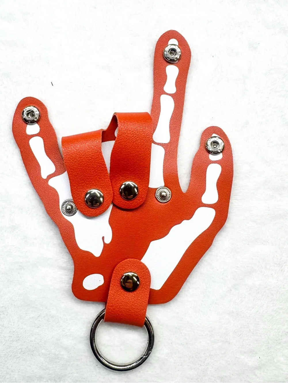 Orange Skeleton Hand Key Holder – Snap Closure Halloween Keychain